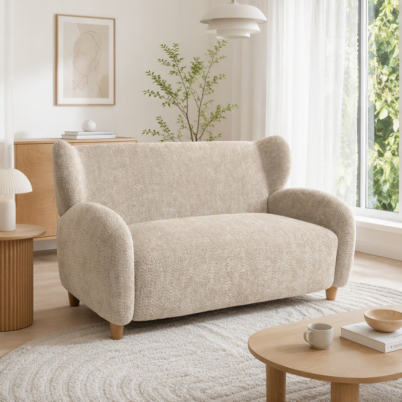 Causeuse en tissu 58 po, Chameau