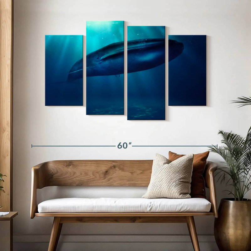 Baleine bleue Brampt sous l'eau, H 32 po x l 52 po