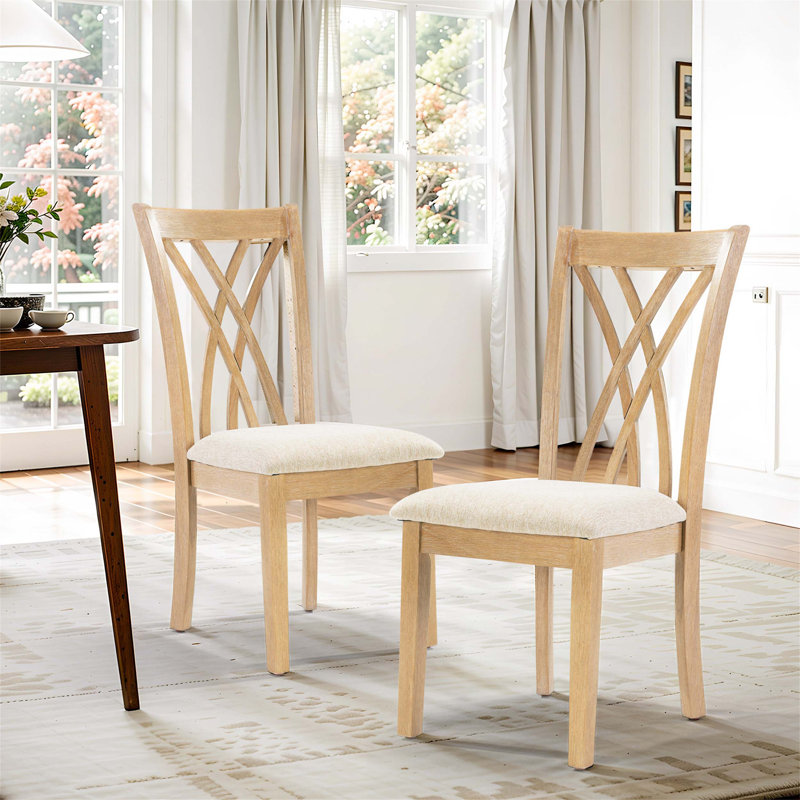 Dining Chairs Set of Two, Crafted with High - density Foam and Polyester Fabric, Sturdy Rubberwood Legs, KD Packing for Easy Shipping