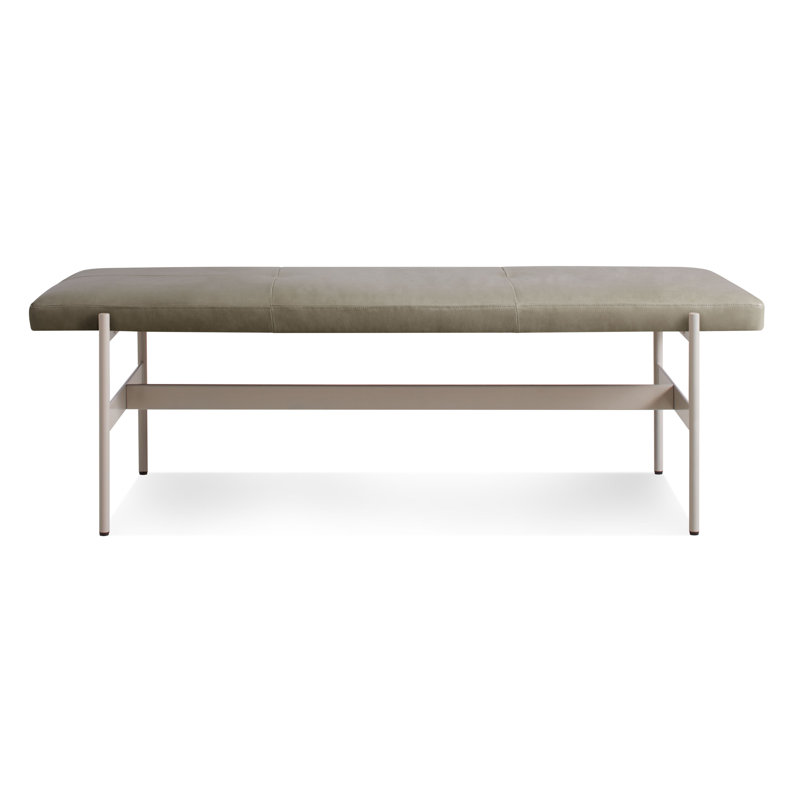 Daybench Genuine Leather Upholstered Bench, Putty, Grey, 17" H x 55" W x 14" D