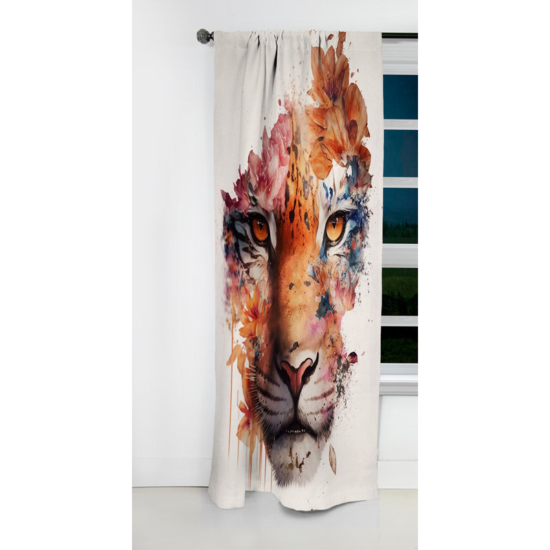Rideau occultant à motif animalier Verlie - Tiger, L 52 po x L 120 po
