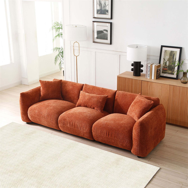 Ladaja 102.36'' Upholstered Sofa, Beige Teddy