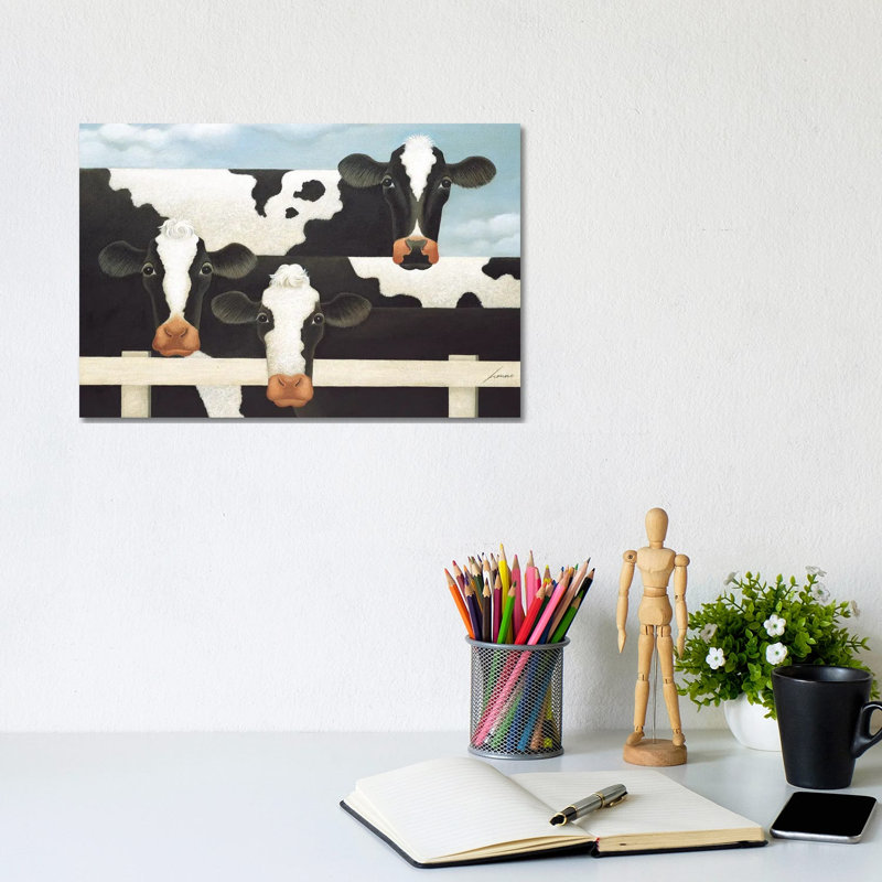 Three Cows by Lowell Herrero - Wrapped Canvas Painting, 20.32 cm H x 30.48 cm W
