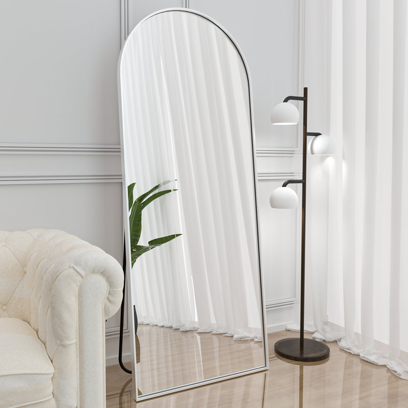 Aluminium Arch Mirror, 162.6cm H x 53.3cm W, Silver