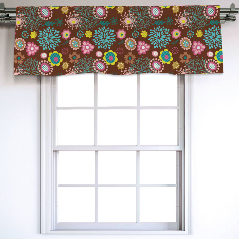 Sateen Floral Ruffled Window Valance