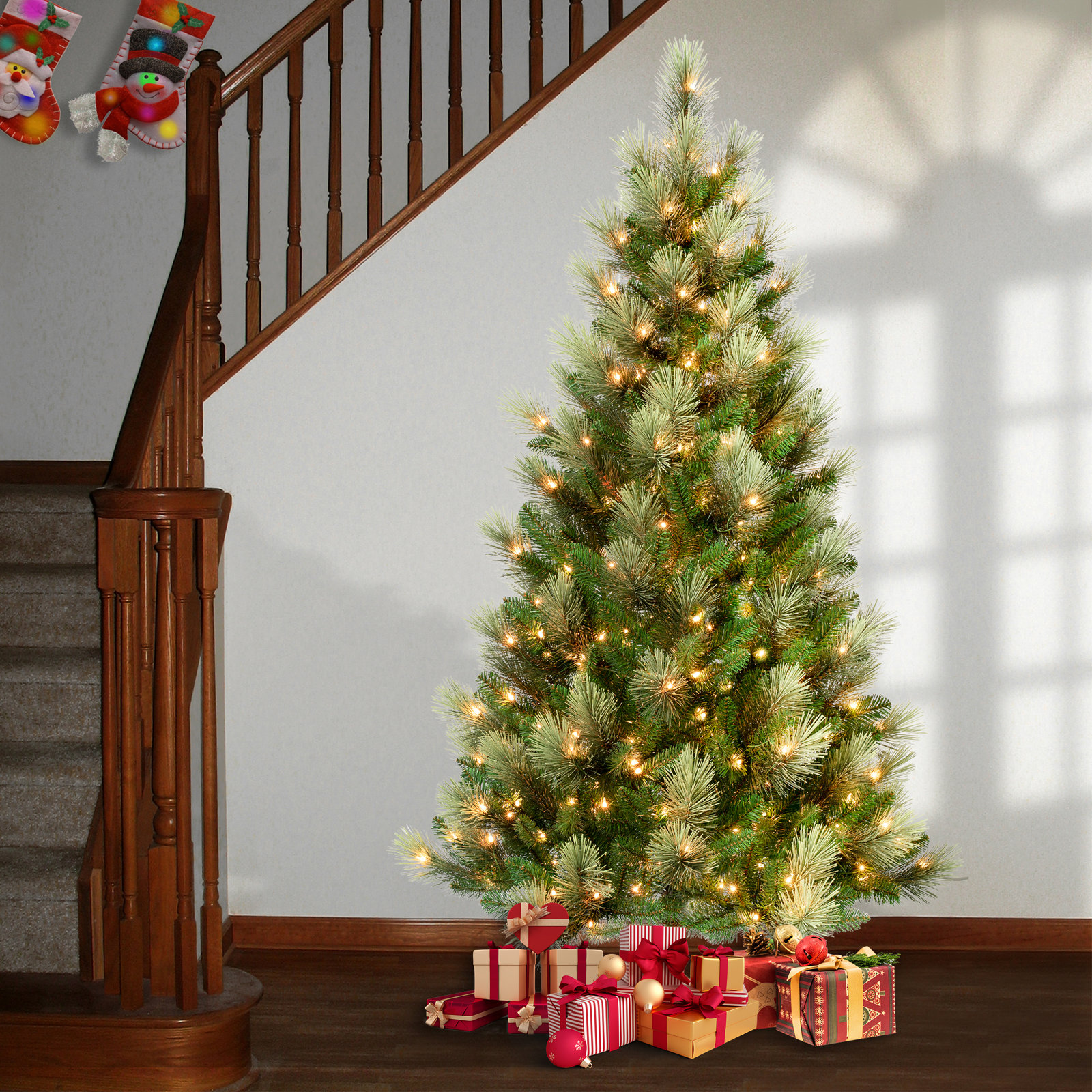 The Holiday Aisle® Charleston Pine Slim Tree with Clear Lights, 6'