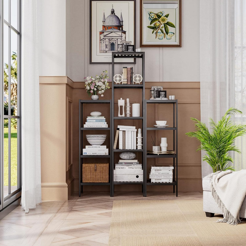 147cm H x 33cm W Bamboo / Rattan Bookcase, Black
