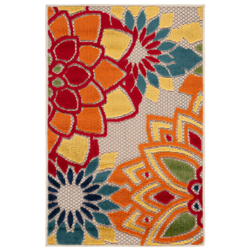 Stephine Performance Floral Indoor/Outdoor Area Rug, Rectangle 2' x 3'