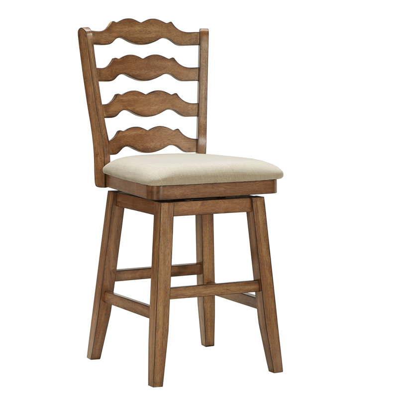 Fortville Swivel Upholstered Counter Stool, Oak, Counter Stool (24" Seat Height)