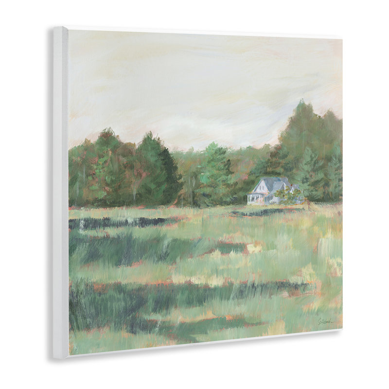 Farmhouse Across Meadow Wall Plaque Art by Sue Schlabach