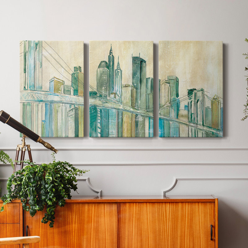 Croquis de New York - toile tendue avec châssis de qualité supérieure - prête à être accrochée, H 60 po x l 120 po x P 1 po