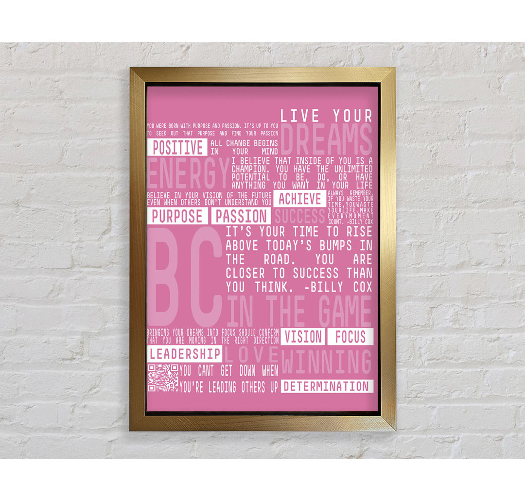 Live Your Dreams Pink - Einzelner Bilderrahmen Typografie