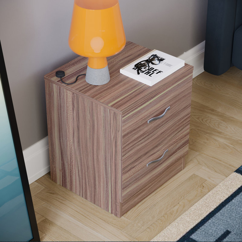 Maybery 2 Drawer Bedside Table, Walnut
