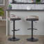 Tabouret de bar réglable avec pivot en métal noir, bois gris clair et similicuir noir avec repose-pieds rond en T - ensemble de 2-129461311-129461312