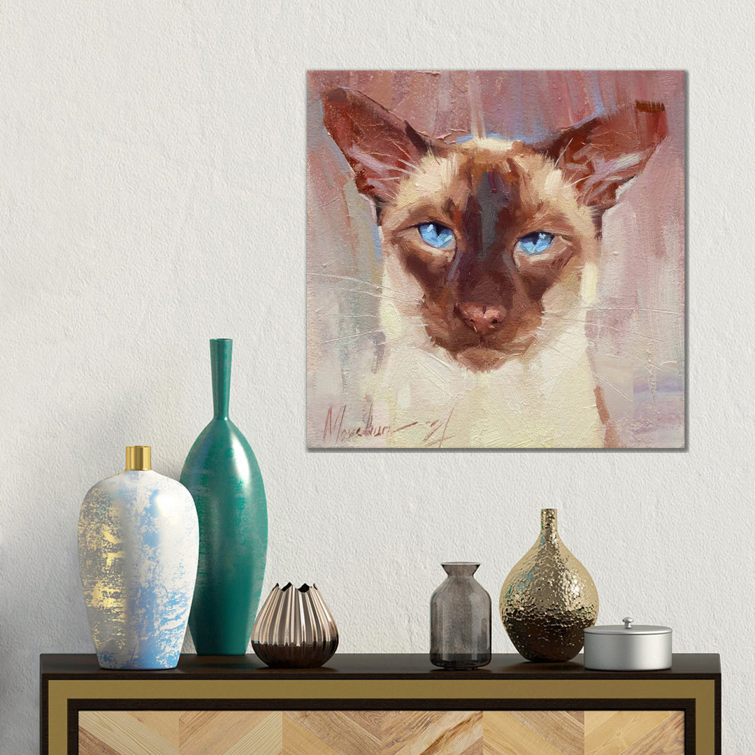 Siamkatze von Alex Movchun - Galerie-verpackte Leinwand Giclée auf Leinwand