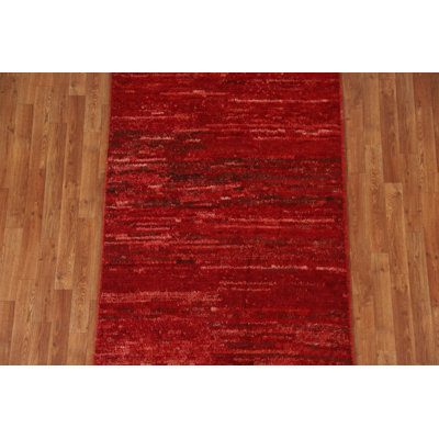 Tapis rouge marocain rouge noué à la main 4 x 6