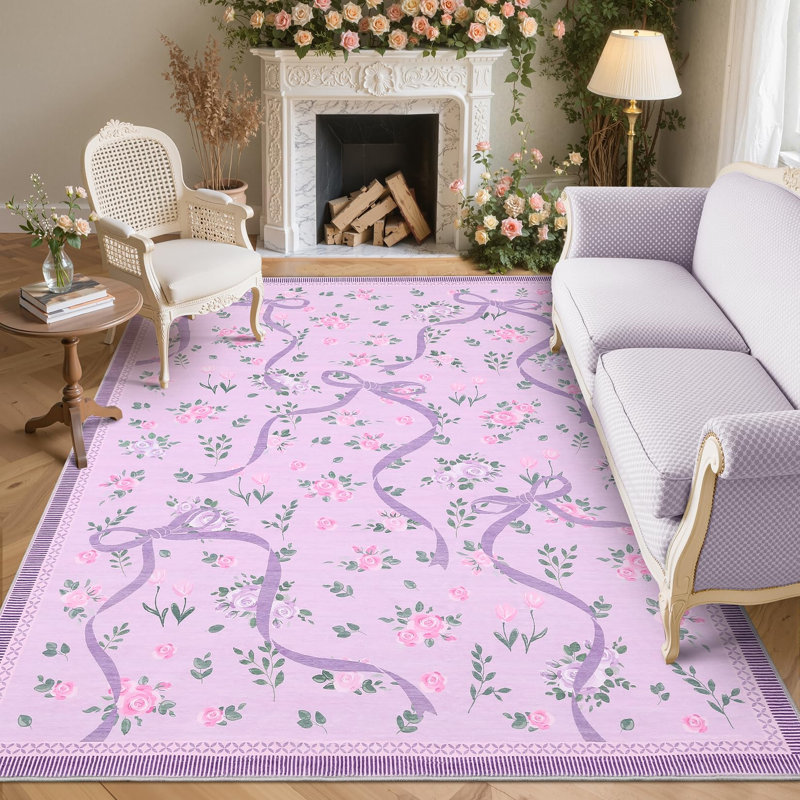 Tapis décoratif lavable, Rectangle 5' x 7', Purple