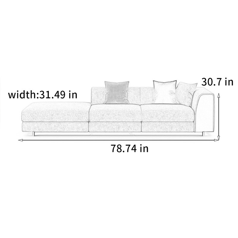 Chaise modulaire en bois massif, Blanc cassé, Orienté à droite