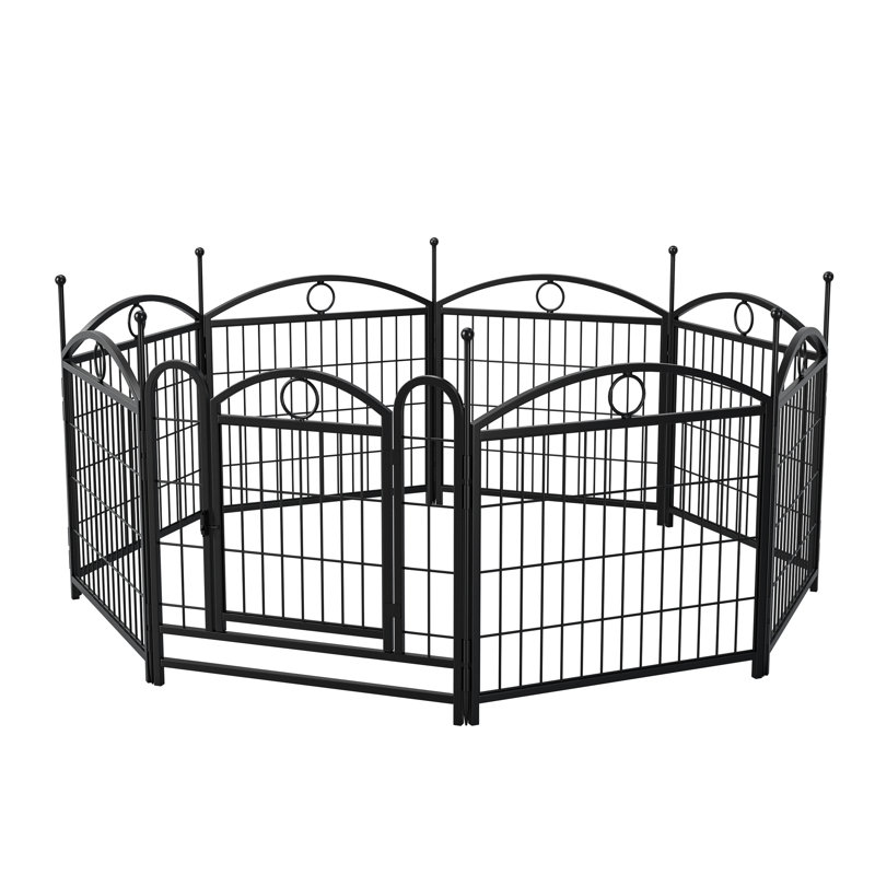 Enclos pour chien 24 po, clôture en métal à 8 panneaux, parc pour animaux robuste avec portes pour l'extérieur extérieur, rouille et enclos, portes en pouces, corrosion pliable