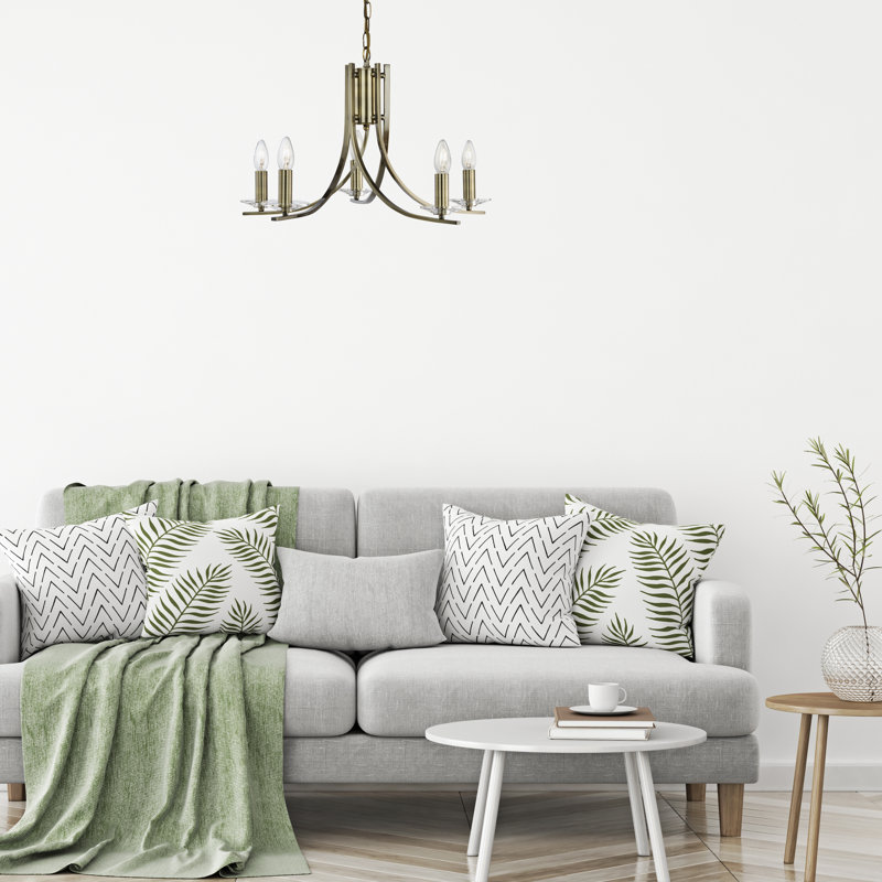 Pamelia 5 - Light Candle Style Chandelier, Antique Brass