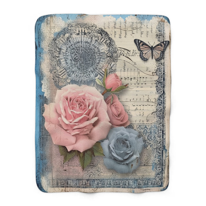 Couverture Vintage Floral Whispers, Grand lit