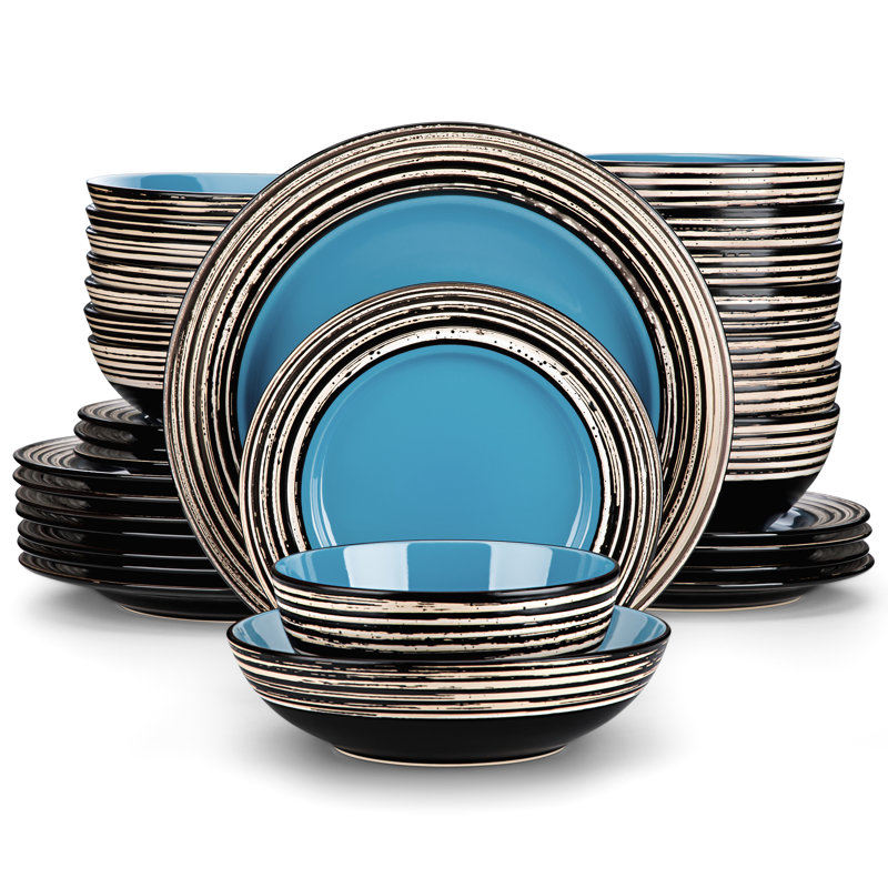 Piece Stoneware Dinnerware Set - Service for 8, Blue