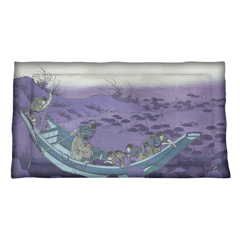 Coussin de bord de lis Taie décorative, Microfibre, Reine, Mauve / Bleu