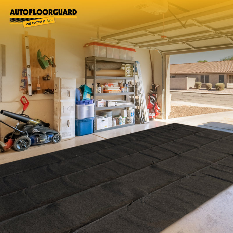 Black Medium Size Garage Carpet Mat with Anti-Slip Backing