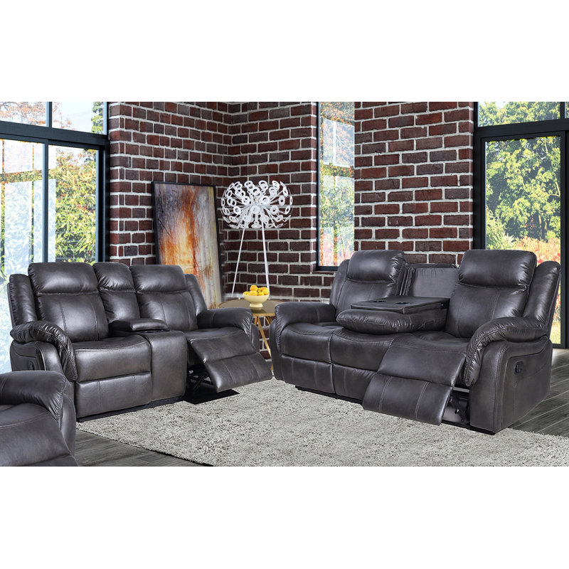 Hausmann Faux Leather Recliner, Gray Faux Leather