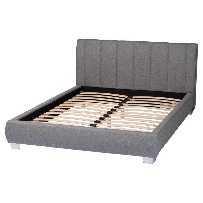 Upholstered Platform Bed, Grey