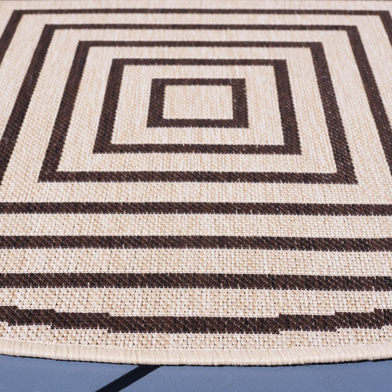 Tapis d'intérieur / extérieur à motif géométrique Gaitani Performance, Rond 6 pi 7 po