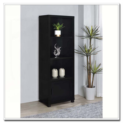 Sandlin Black 3-shelf Engineered Wood Media Tower