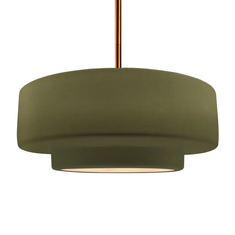 Luminaire suspendu à 1 lumière Meydan, H 6 po x l 16,25 po x P 16,25 po, Vert mat, Laiton brossé