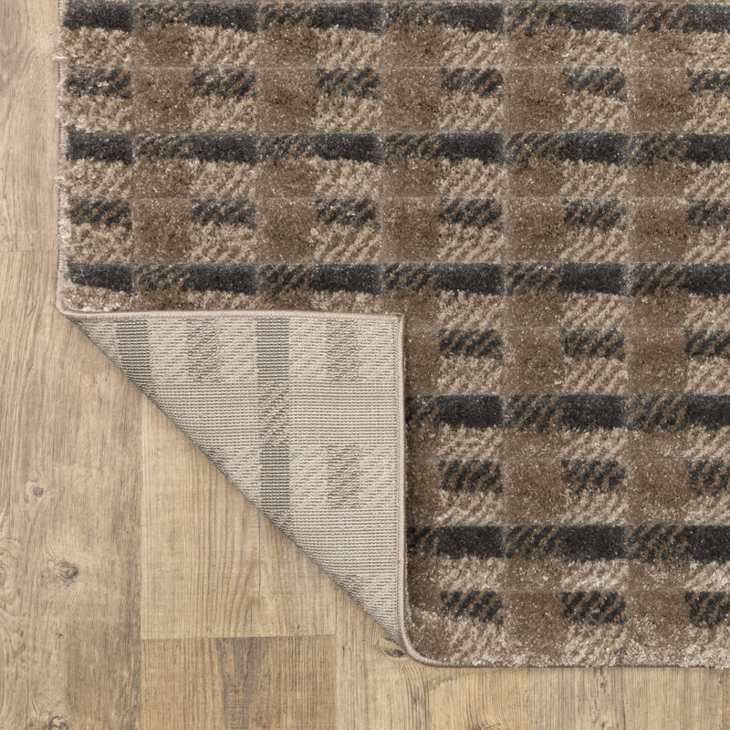 Tapis brun / brun clair à motif écossais Timbre, Rectangle 7'10" x 10'10"