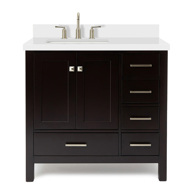 Ensemble de meuble-lavabo simple 37 po Cambridge, Espresso, Rectangular