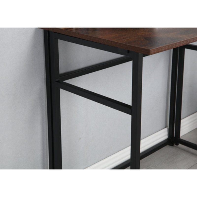 Petit bureau d'ordinateur bureau à la maison pliable pour petits espaces (brun rustique et noir)