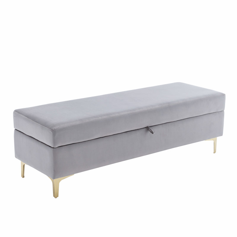 Banc de rangement en velours Mercer41, Gris