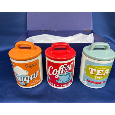 Sabinal Ceramic / Porcelain Coffee, Tea, & Sugar Jar Sets Jar Canister - Set of 3