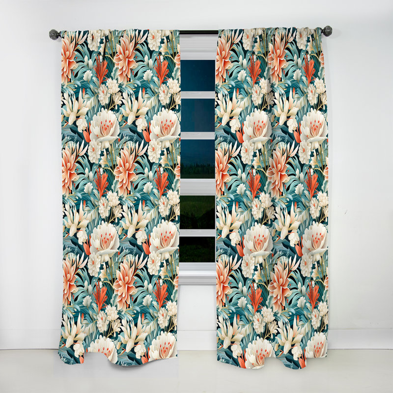 Lagune Serenade motif tropical I - Rideau en velours tropical - obscurcissant - 1 panneau, L 52 po x L 108 po
