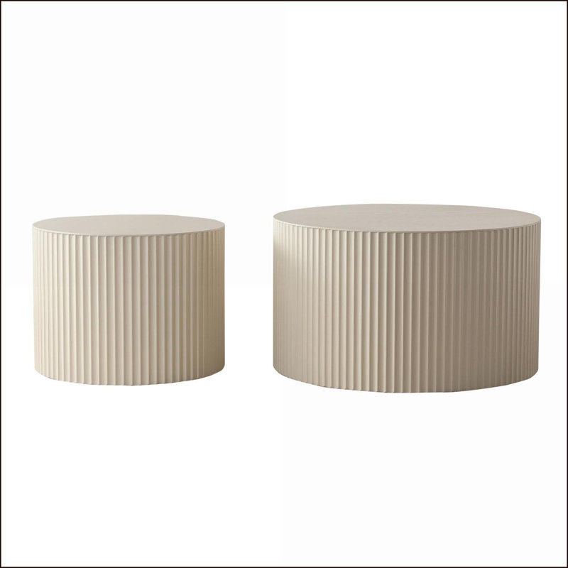Ensemble de 2 tables gigognes beiges modernes embossées, peu encombrantes Facile à nettoyer pour le salon