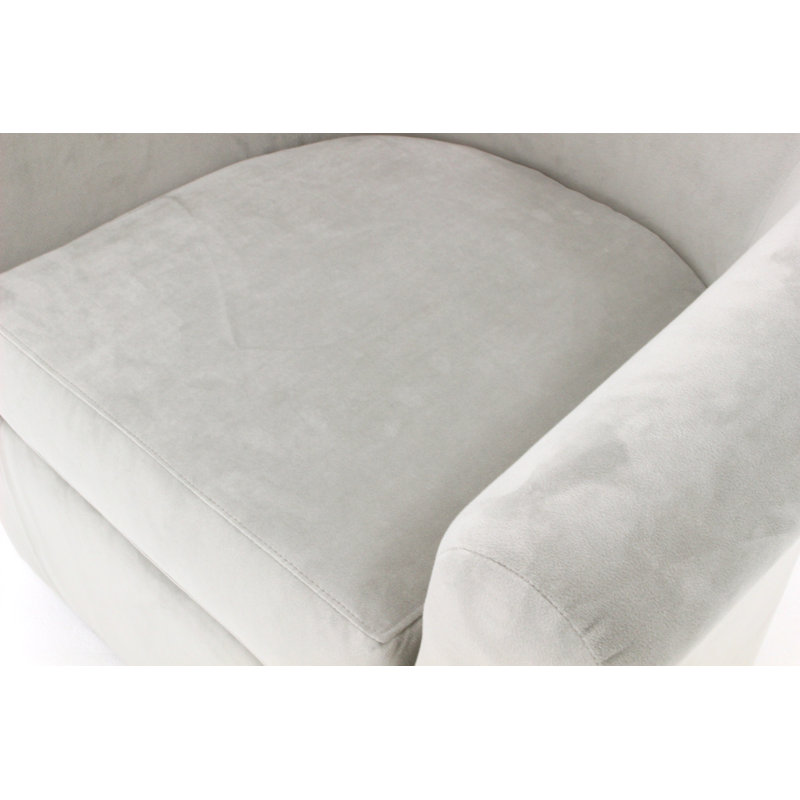 Anstett Upholstered Swivel Barrel Chair, Gray Performance Microsuede