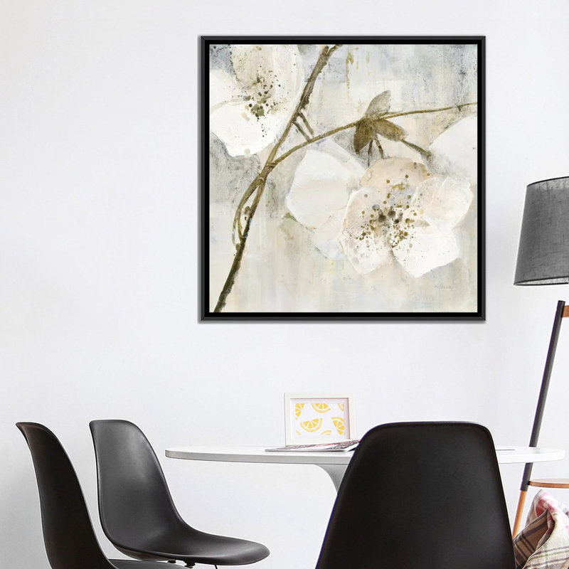 " Elegance In Greige II " by Albena Hristova, 18" H x 18" W x 1.5" D, Black Framed Canvas, No Mat