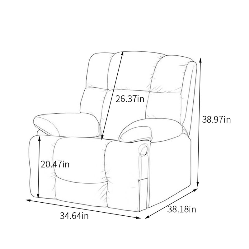 Soft Microfiber Recliner With Enhanced Support Upholstered Recliner, Ivory