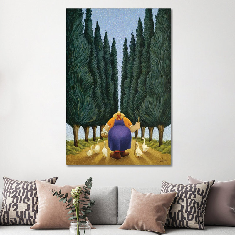 Cypress And Geese by Lowell Herrero - Wrapped Canvas Painting, 152.5 cm H x 101.5 cm W