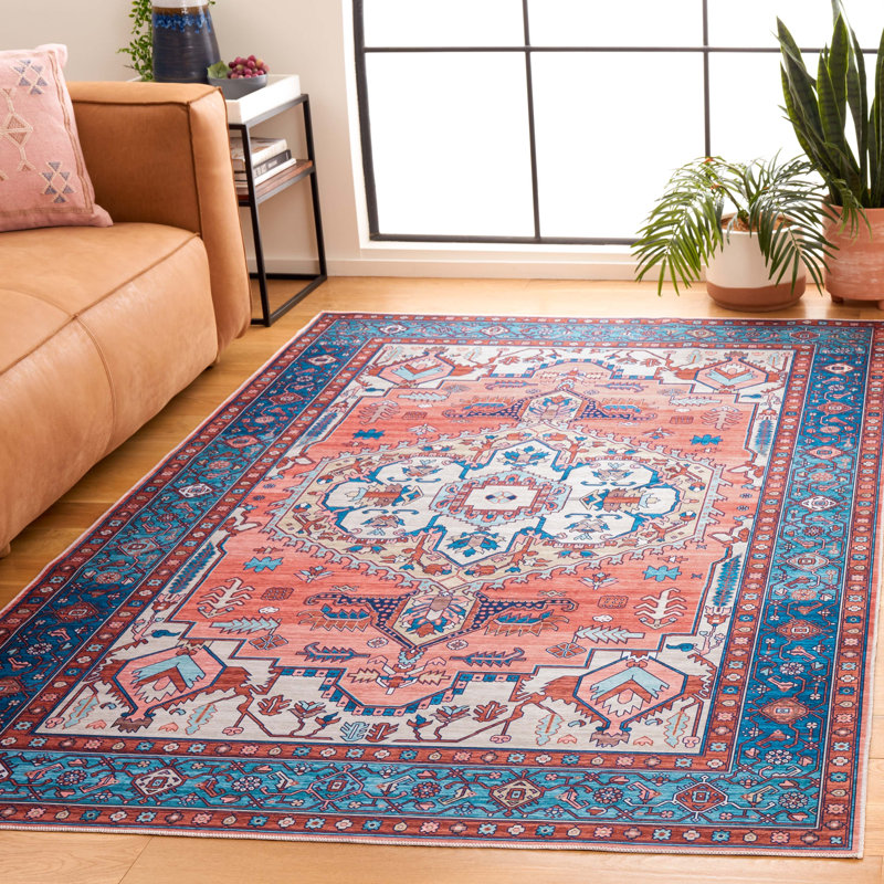 Tapis Arizona 105 rouille / bleu marine, Rectangle de 5 pi x 8 pi