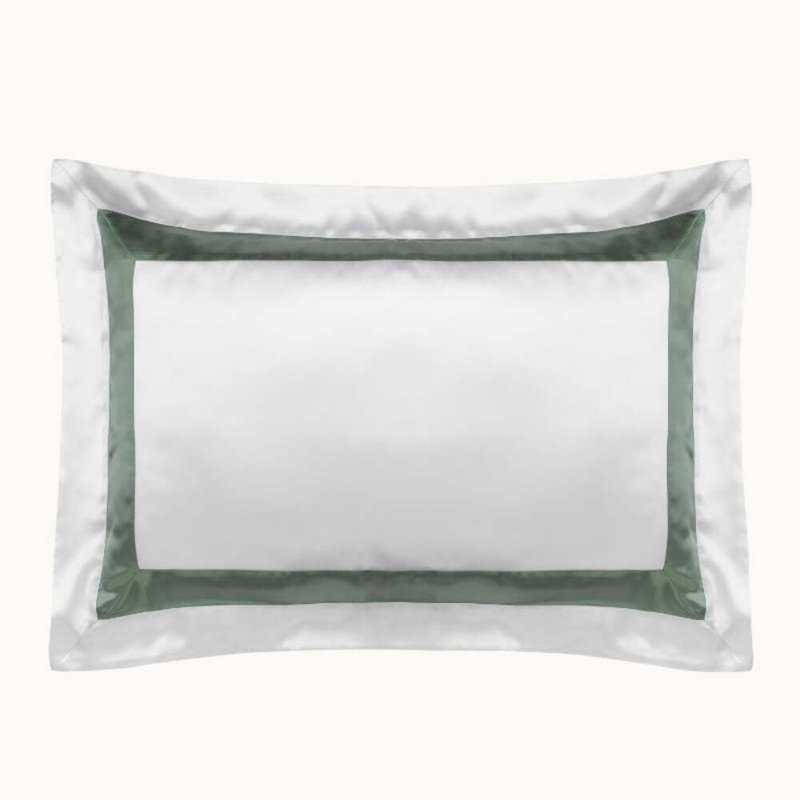 Silk Pillowcase King 20"x40" Ebury White & Green Border, King Oxford Pillow Case