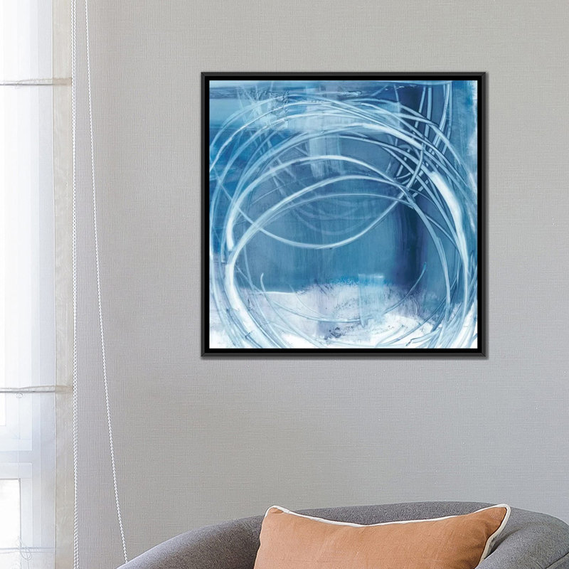 « indigo expression i », impression sur toile, H 26 po x l 26 po x P 1,5 po, Toile encadrée noire, Pas de tapis
