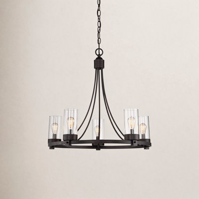 Laurie 5-Light Dimmable Wagon Wheel Chandelier