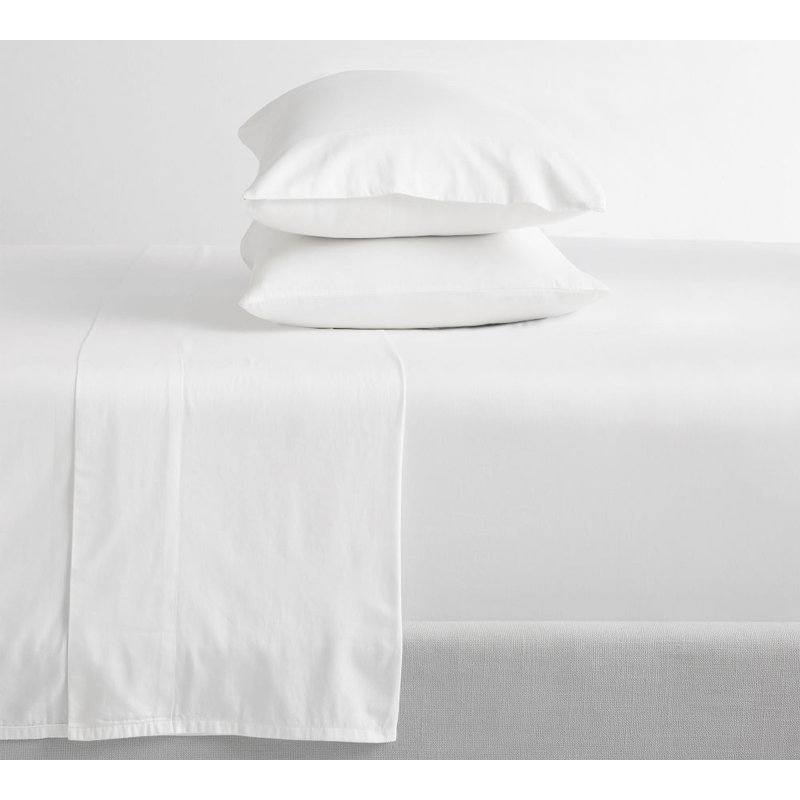  100% Cotton Sheets, 300 Thread Count Percale Weave Bedding, 16" Deep Pocket, White, Full Sheet Set with 2 Pillowcases