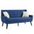 Jaqueze Upholstered Blue Linen Blend Button Tufted Square Arm Loveseat-63388309